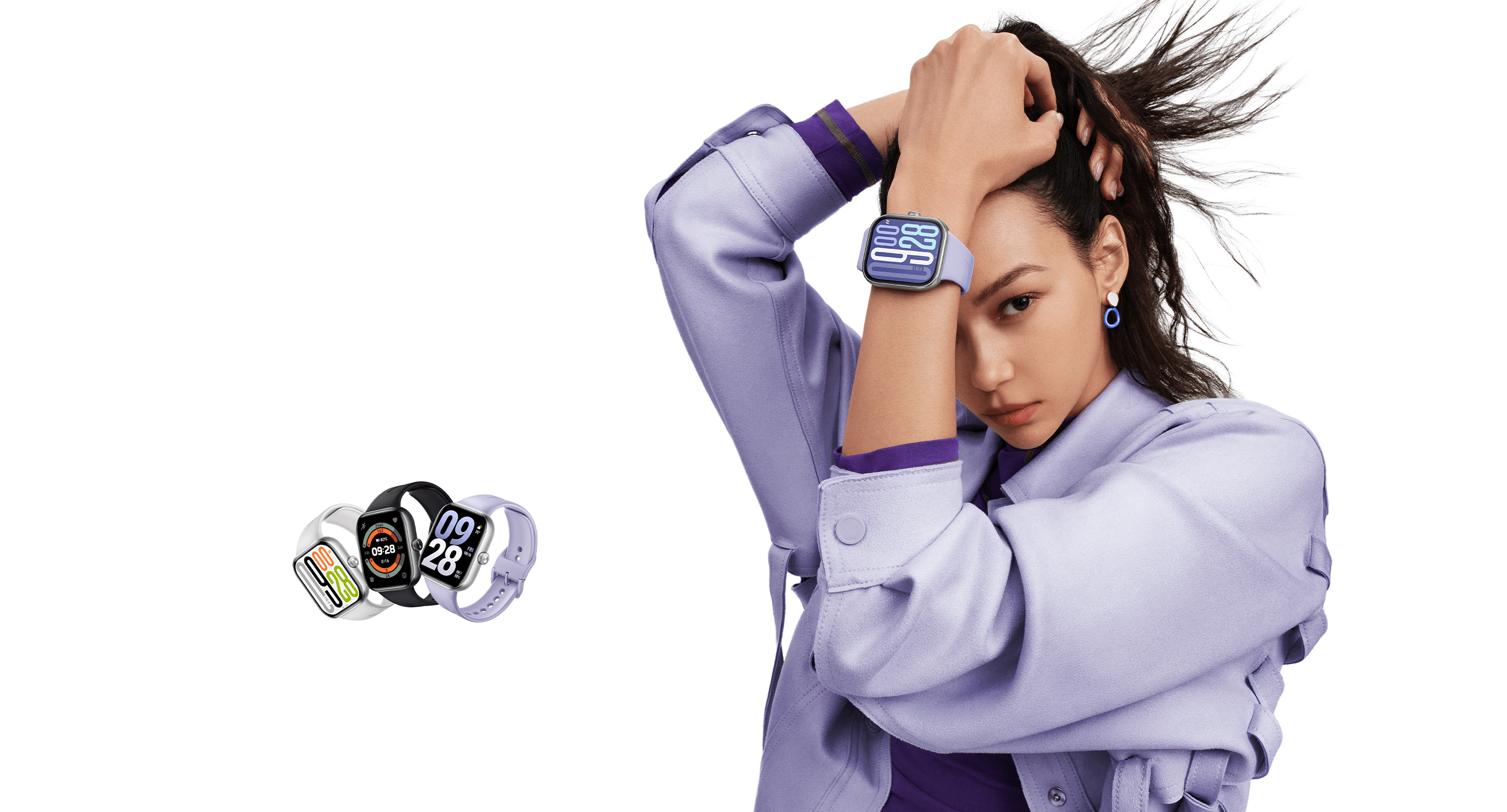 نمای رسمی ساعت Redmi Watch 5 با نمایشگر مستطیلی و تاج چرخان