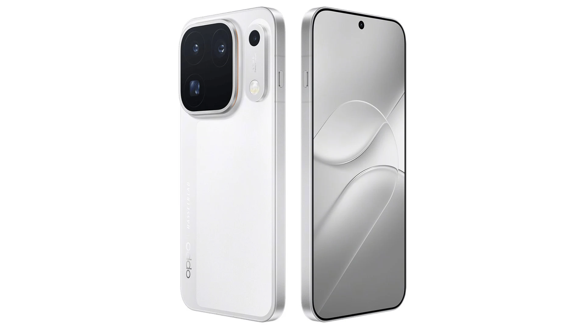 نمای کامل جلو و پشت نسخهٔ سفید اوپو Find X10 Pro Max