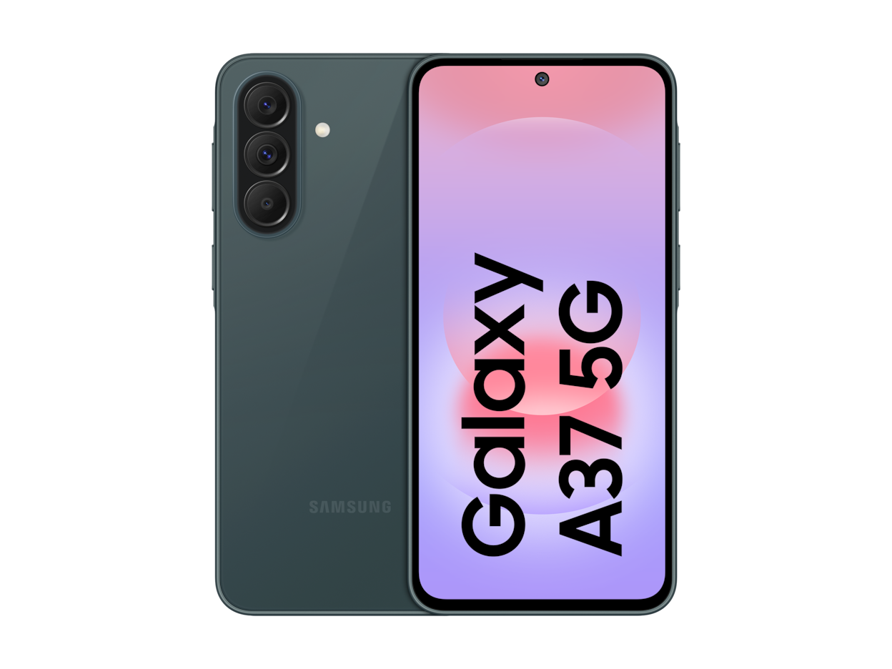 نمای کامل جلو و پشت گوشی Samsung Galaxy A37 5G در تصویر رسمی سامسونگ